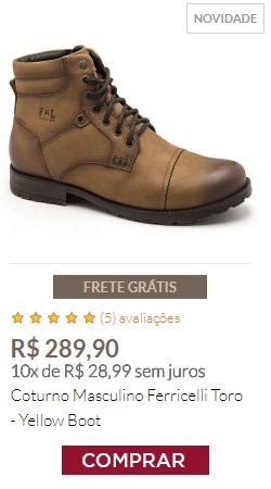 Coturno Masculino Ferricelli Toro - Yellow Boot