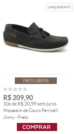 Mocassim de Couro Ferricelli Jimny - Preto