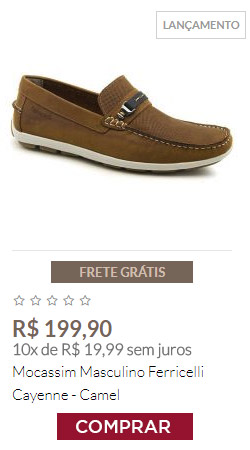 Mocassim Masculino Ferricelli Cayenne - Camel