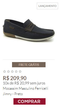 Mocassim Masculino Ferricelli Jimny - Preto