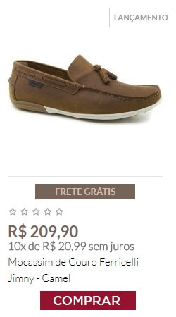 Mocassim de Couro Ferricelli Jimny - Camel