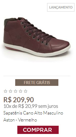 Sapatênis Cano Alto Masculino Aston - Vermelho