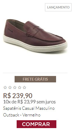 Mocassim de Couro Ferricelli Cayenne - Vermelho