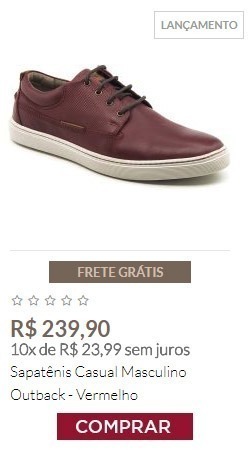 Sapatênis Casual Masculino Outback - Vermelho