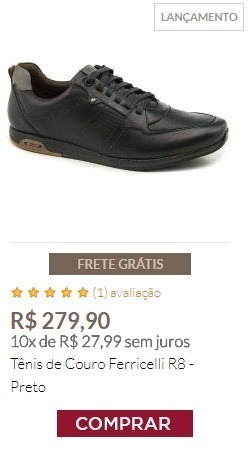 Tênis de Couro Ferricelli R8 - Preto