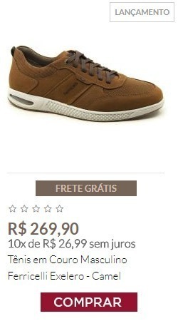 Tênis em Couro Masculino Ferricelli Exelero - Camel