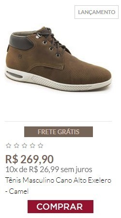 Tênis Masculino Cano Alto Exelero - Camel