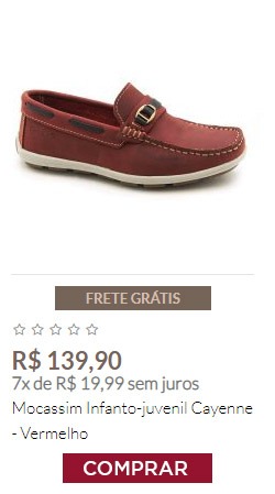 Mocassim Infanto-juvenil Ferricelli Cayenne Vermelho